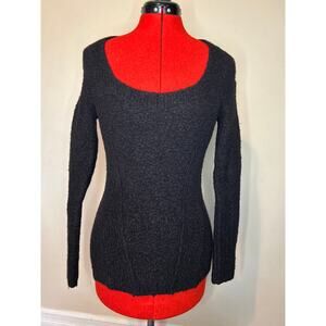 Moda International Women's Size Small Black Sweater Square Neckline Wool Blend